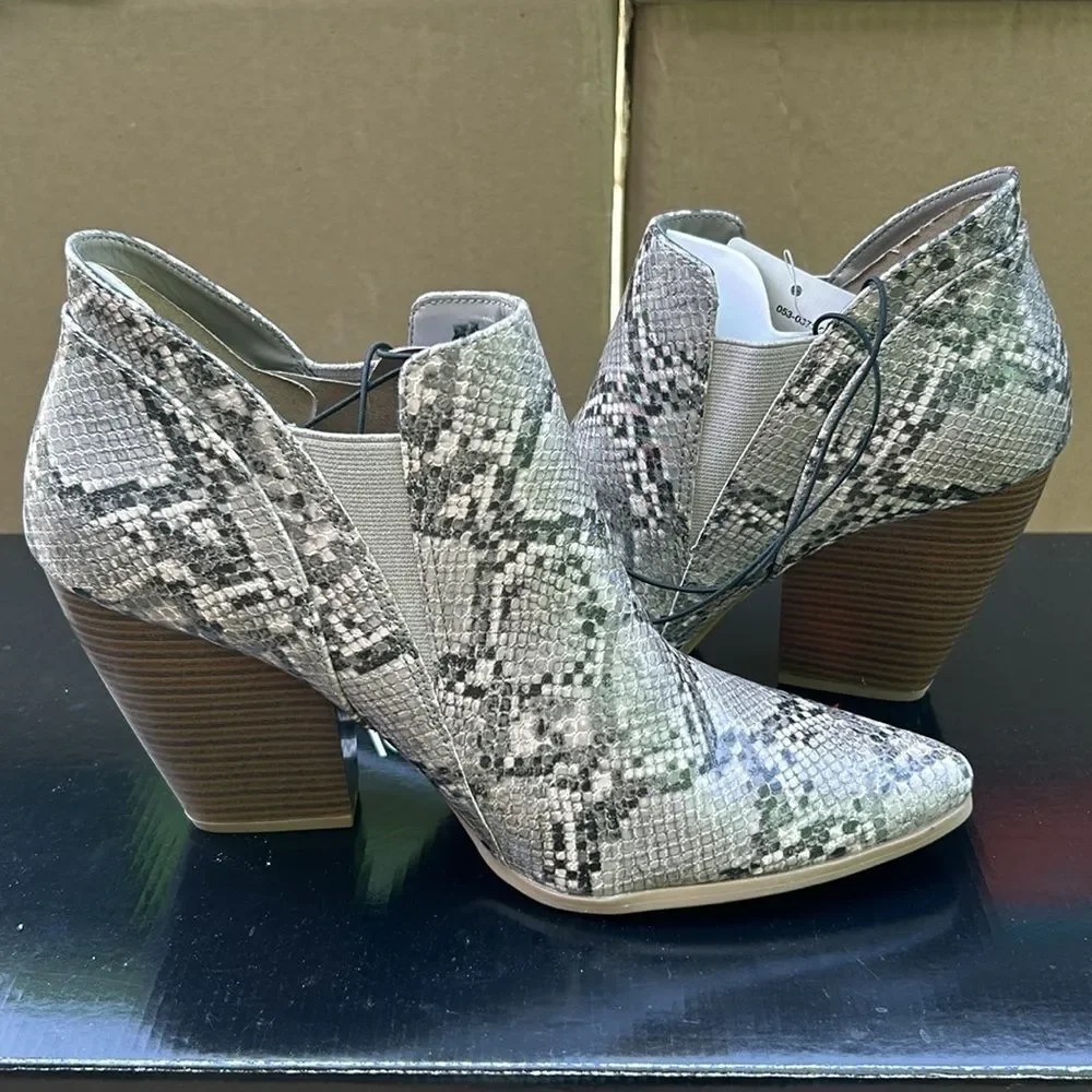 A.N.A Ullman Chelsea Snakeskin Ankle Booties